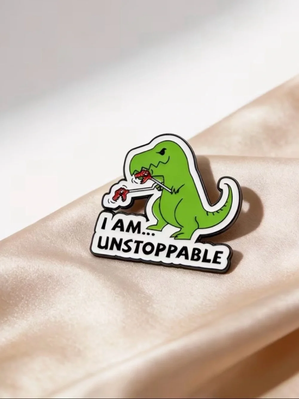 Green 'I Am Unstoppable' Reptile Enamel Pin - Picture 2 of 3